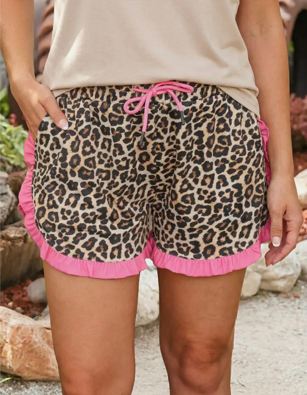 Cheetah pink ruffle shorts
