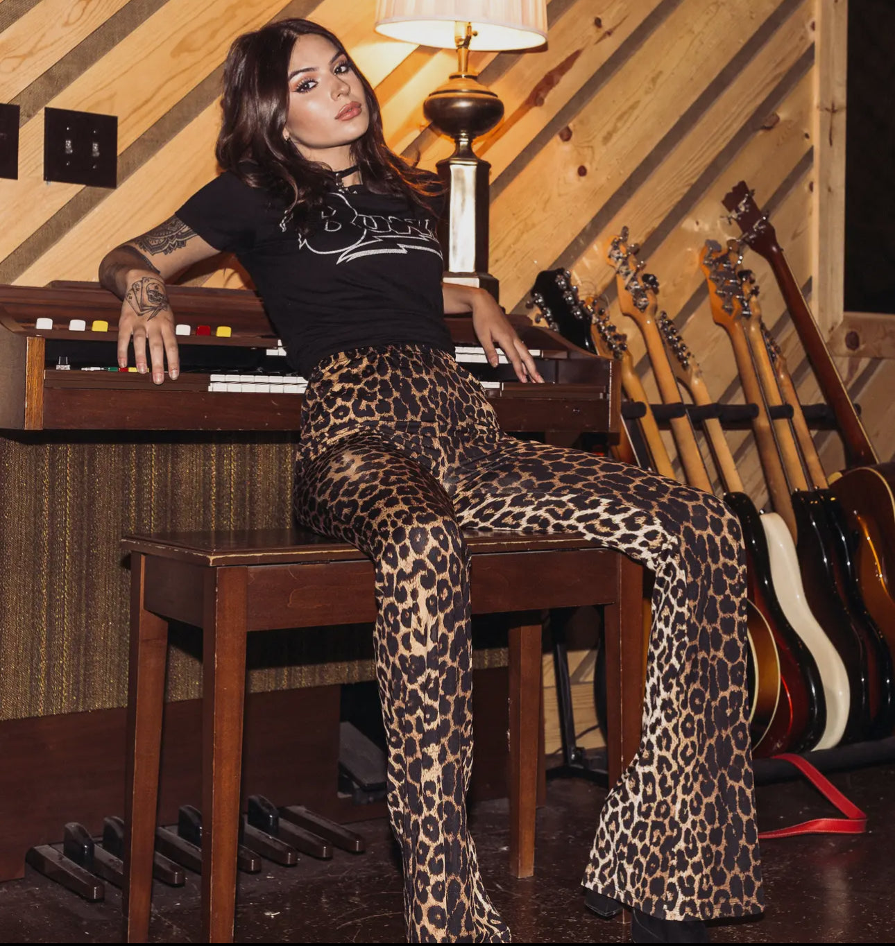 Cheetah flare pants