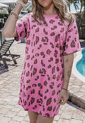 Pink cheetah T-shirt dress